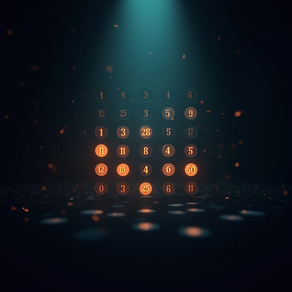 Keno number grid game preview with lit numbers