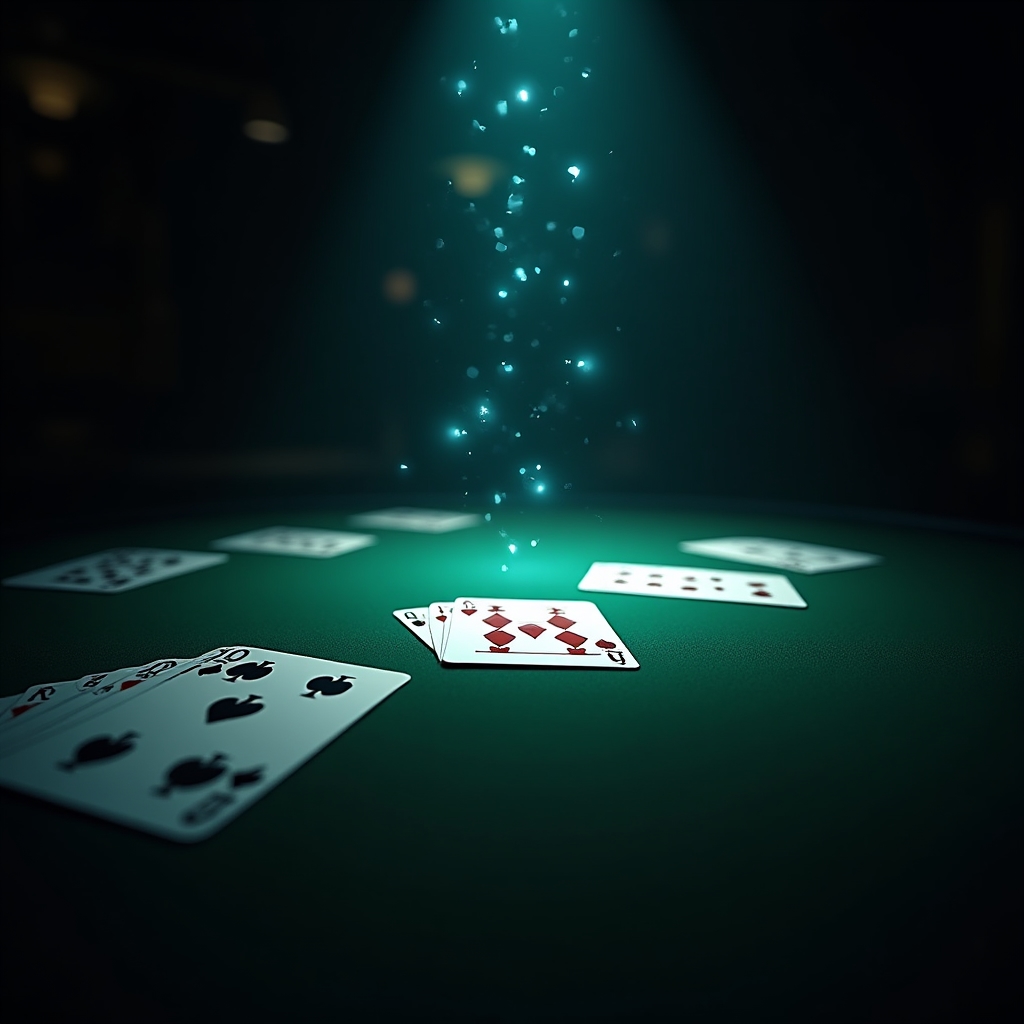 Texas Hold em Poker showdown with community cards revealed